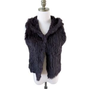 Tory Burch Brown 100% Rabbit Fur Hooded Vest Women's Size Medium EUC Pockets